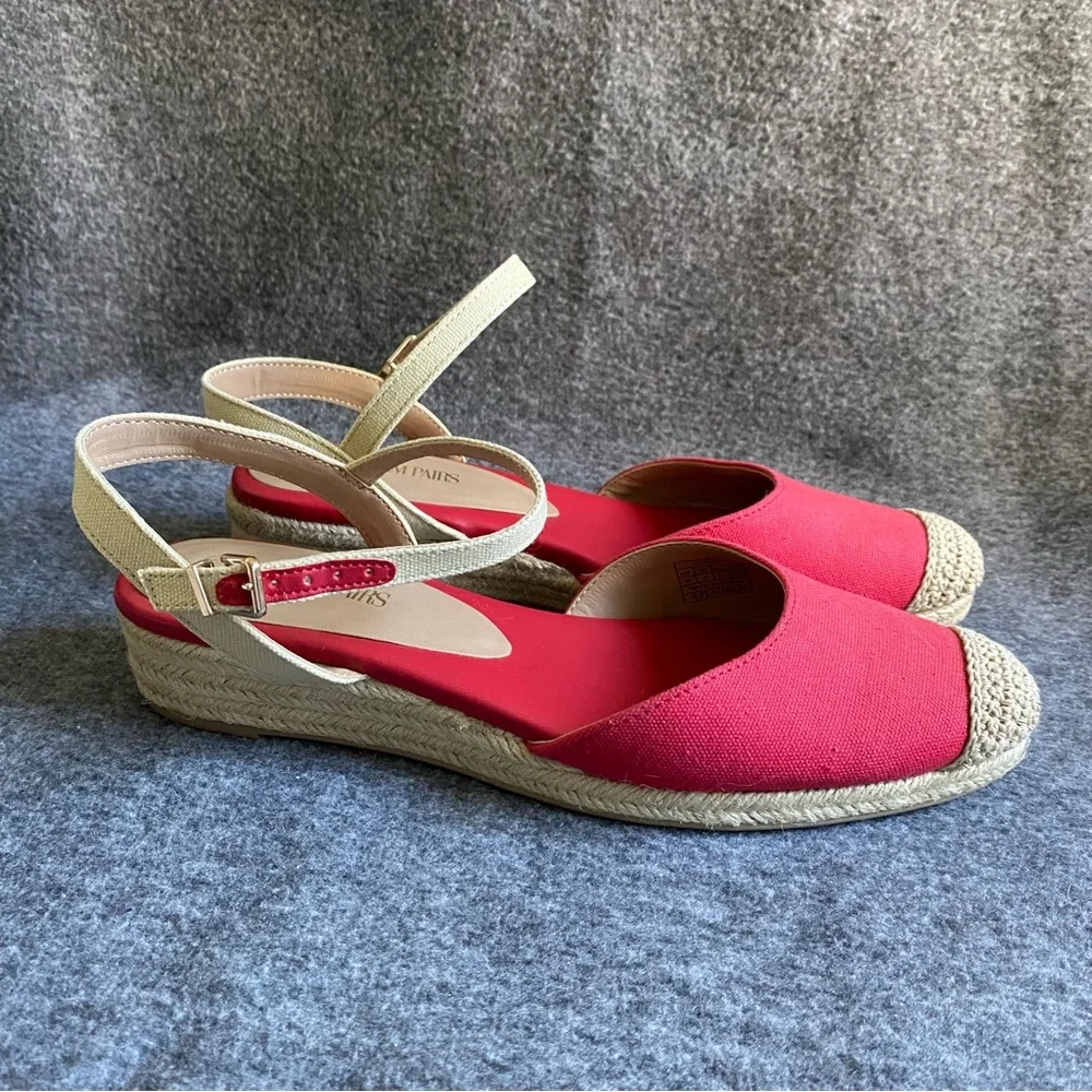 Dream Paris Espadrille Shoes Women’s Size 10 Wedge‎ Closed Toe Ankle Strap